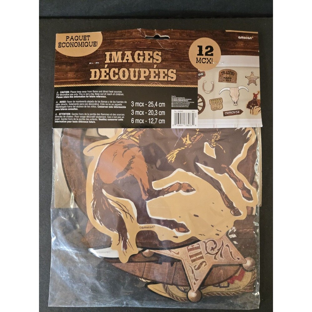 Amscan Western Value Cutouts 12pc Cowboy Wild West Party Theme Wall Decoration